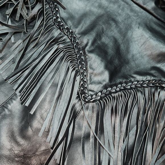 PARK V EUC WOMEN'S SIZE 14 VINTAGE MOTORCYCLE FRINGE BIKER JACKET COAT - Picture 12 of 12